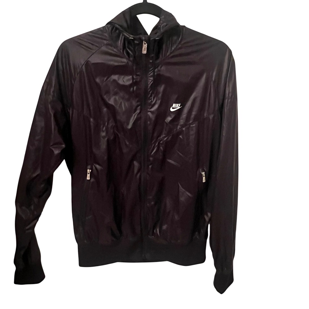 Nike Sportswear Windbreaker. Black Lightweight Hoodie Jacket. Womens Size Large